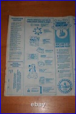 1969 Discover Disneyland Sweepstakes Game Sheet COMPLETE with Coke Cap Liners