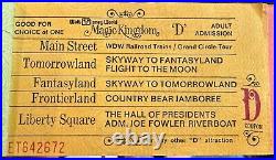 1971 A B C D E Tickets Walt Disney World ADULT TICKET BOOK OPENING DAY! T2