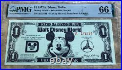 1972 $1Bill Mickey Mouse from Disney World MINT condition PMG 66 #A172791- RARE