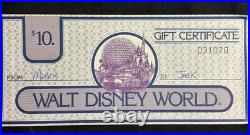 1983 $10 WALT DISNEY WORLD GIFT CERTIFICATE #031020 Epcot Spaceship Earth