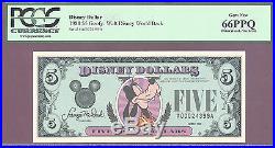 1988 $5 A Disney Dollars GOOFY WALT DISNEY WORLD BACK PCGS 66 PPQ GEM NEW