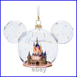 2021 Disney World 50th Anniversary Cinderella Castle Mickey Icon Glass Ornament