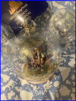 2021 Disney World 50th Anniversary Cinderella Castle Mickey Icon Glass Ornament