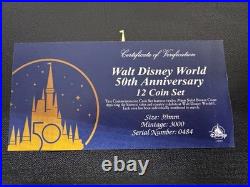 2021 Walt Disney World 50th Anniversary Commemorative 12 Coin Set 484/3000