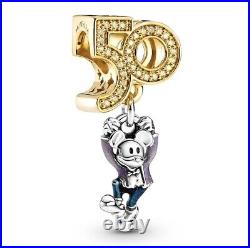 2021 Walt Disney World 50th Anniversary Gold Mickey Mouse PANDORA Charm