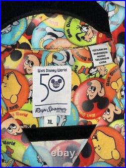 2022 Walt Disney World 50th Anniversary Reyn Spooner Camp Shirt Mickey Button XL