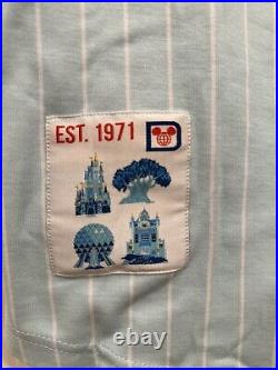 2024 Walt Disney World Park Icons Baseball Jersey Adult Men Blue White Stripe M