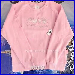 2025 Disney Parks Sweatshirt Walt Disney World Bow Castle Pink Small