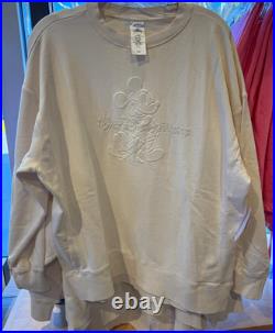 2025 Disney Parks Sweatshirt Walt Disney World Mickey Mouse Beige Size Small New