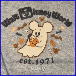 2025 Walt Disney World Halloween Mickey Mouse Ghost Grey Sweatshirt Adult Sizes