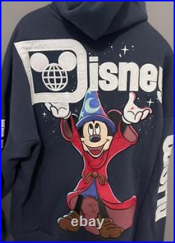2025 Walt Disney World Sorcerer Mickey Mouse Large Navy Zip Hoodie Sweatshirt