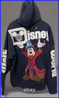 2025 Walt Disney World Sorcerer Mickey Mouse Large Navy Zip Hoodie Sweatshirt