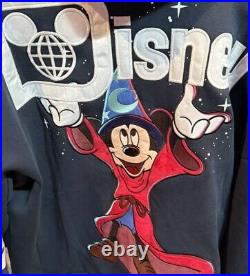 2025 Walt Disney World Sorcerer Mickey Mouse Large Navy Zip Hoodie Sweatshirt