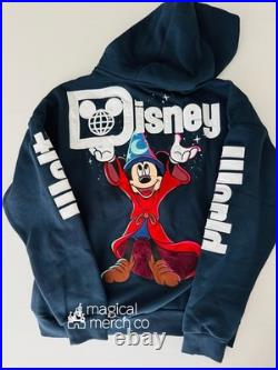 2025 Walt Disney World Sorcerer Mickey Navy Zip Hoodie Sweatshirt Adult L Large