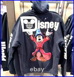 2025 Walt Disney World Sorcerer Mickey Navy Zip Hoodie Sweatshirt Adult XS