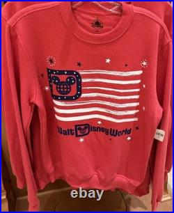 2026 Disney Parks Walt Disney World Mickey Mouse Icon USA Flag Sweatshirt Large