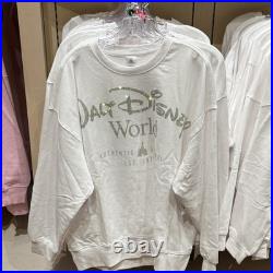 2026 Disney World Parks Castle bedazzled White Crewneck Sweatshirt Adult Large