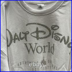 2026 Disney World Parks Castle bedazzled White Crewneck Sweatshirt Adult Large