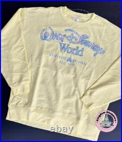 2026 Walt Disney World Parks Butter Yellow Floral Sweatshirt Pullover Adult M