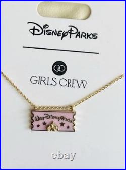 2026 Walt Disney World Parks Castle Ticket Gold Necklace By Girls Crew New