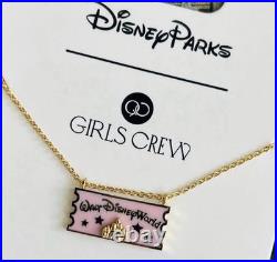 2026 Walt Disney World Parks Castle Ticket Gold Necklace By Girls Crew New