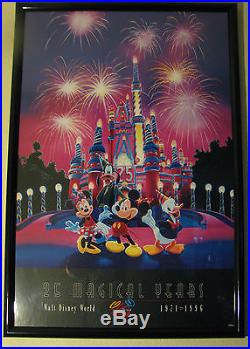 25 MAGICAL YEARS 1971-1996 WALT DISNEY WORLD FRAMED PRINT with HIDDEN MICKEY MAP