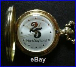 25th Anniversary Walt Disney World Pocket Watch 1996 Mickey Mouse & Original Box