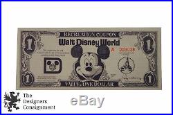 5 Vtg Original Walt Disney World Dollar Recreation Coupon 1971A XF Mickey Mouse