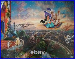 Aladdin Cast Signed Walt Disney World Canvas Print with Inscriptions Beckett COA