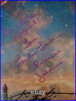 Aladdin Cast Signed Walt Disney World Canvas Print with Inscriptions Beckett COA