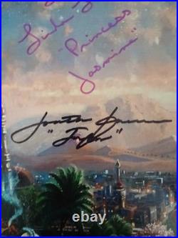 Aladdin Cast Signed Walt Disney World Canvas Print with Inscriptions Beckett COA