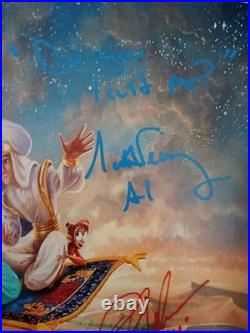 Aladdin Cast Signed Walt Disney World Canvas Print with Inscriptions Beckett COA