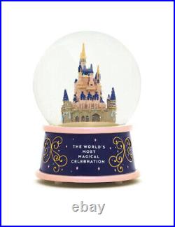 BNIB Walt Disney World Fantasyland Castle 50th Anniversary Musical Snow Globe