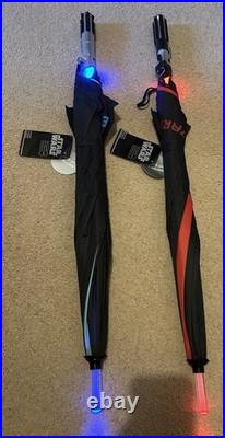 BNWT Lightsaber Umbrellas From Walt Disney World Working Light & Dark Side