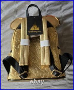 BNWT Loungefly Disney Parks Walt Disney World 50th Backpack Handbag Gold/Black