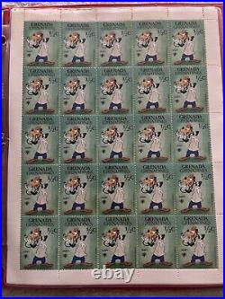 Big Vintage Walt Disney Stamp Collection Album Of 35 Full Sheets 875 Stamps