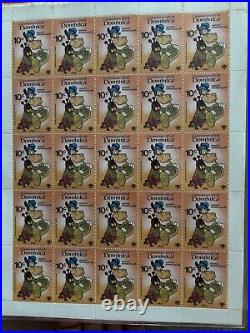 Big Vintage Walt Disney Stamp Collection Album Of 35 Full Sheets 875 Stamps