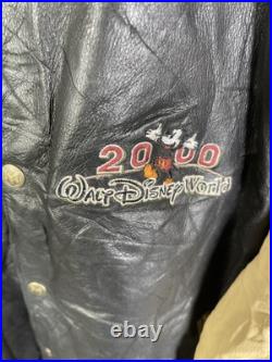 Black/Cream Walt Disney World Mickey 2000 Leather Bomber Jacket