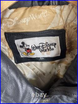 Black/Cream Walt Disney World Mickey 2000 Leather Bomber Jacket