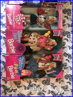 Brand New Lot of 5 Vintage Disney Fun Barbie & Walt Disney World Dolls