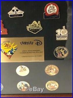 Company D Walt Disney World 25th Anniversary Commemorative Pin Set Frame LE 1000
