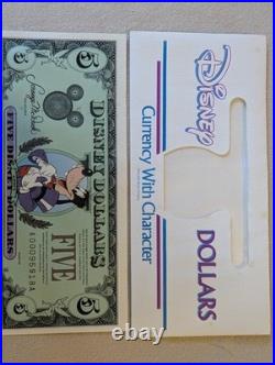 Disney 2 x $1 and a $5 bills Goofy and Mickey Walt Disney 1997. 25th Anniversary
