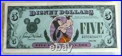 Disney 5 Dollars, 1988 Serial Number- A00049447A Walt Disney World Uncirculated