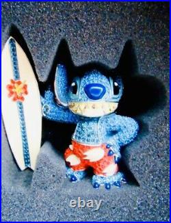 Disney Arribas Brothers Stitch with Surfboard Figurine With Swarovski Crystal