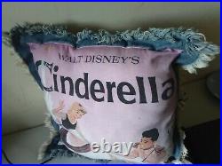 Disney Cinderella Denim Pillow Vintage Walt Disney World