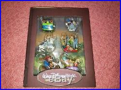 Disney Four Parks One World StoryBook Christmas Ornament Set WDW Rides Walt 4