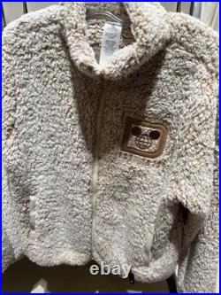 Disney Parks 2025 Walt Disney World Mickey Sherpa Fleece Zip Up Beige Size L