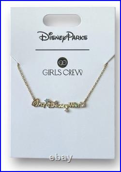 Disney Parks 2026 Girls Crew Walt Disney World Necklace Script Logo Rhinestone
