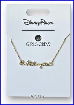 Disney Parks 2026 Girls Crew Walt Disney World Necklace Script Logo Rhinestone
