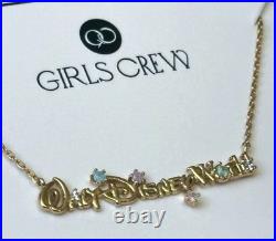 Disney Parks 2026 Girls Crew Walt Disney World Necklace Script Logo Rhinestone